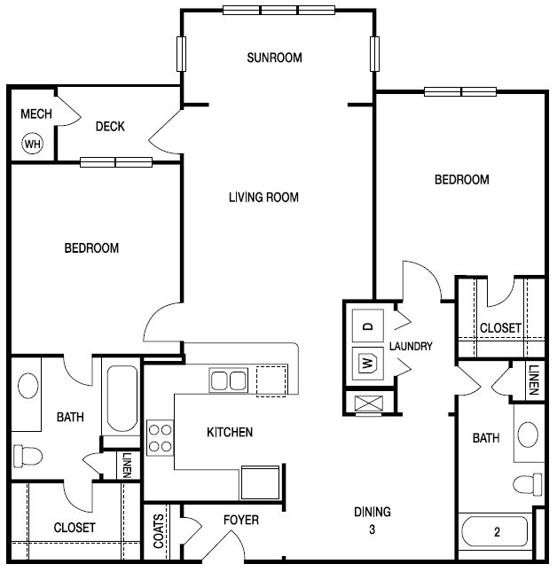 TWO BEDROOM - TWO BATH (C) Floor Plan 13